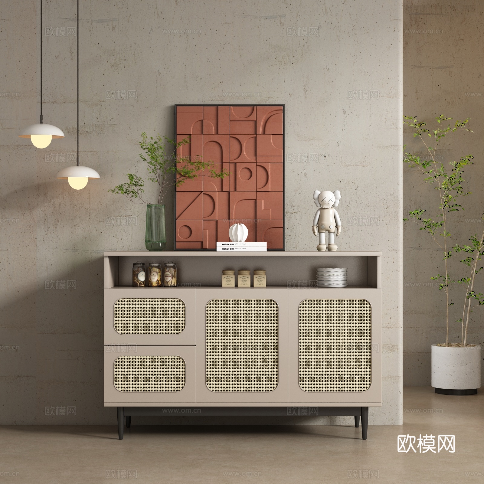 现代餐边柜 储物柜su模型