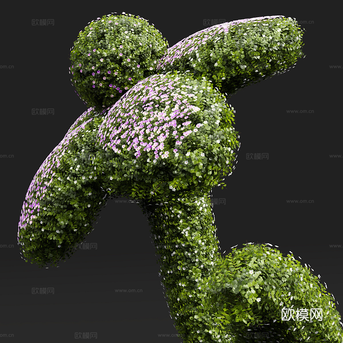现代修剪花瓣灌木3d模型