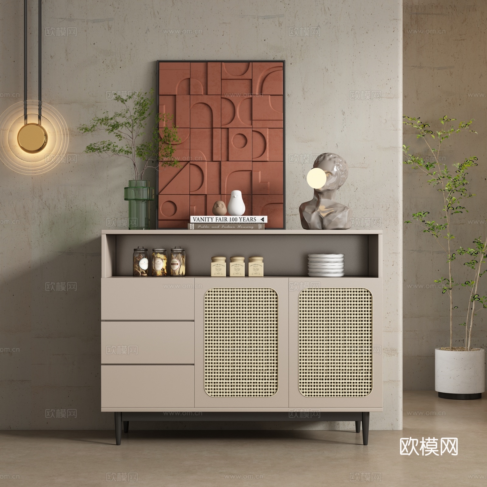 现代餐边柜 储物柜su模型