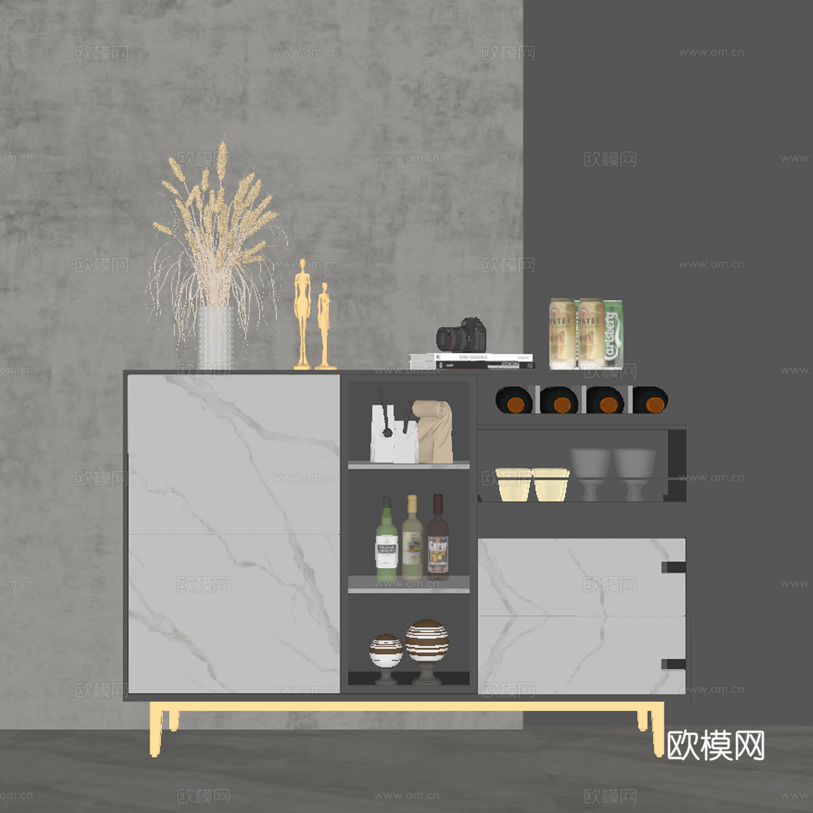 现代餐边柜su模型