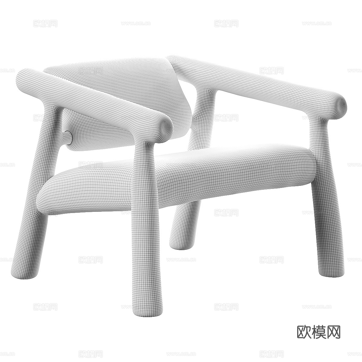 新中式侘寂纹理扶手椅3d模型