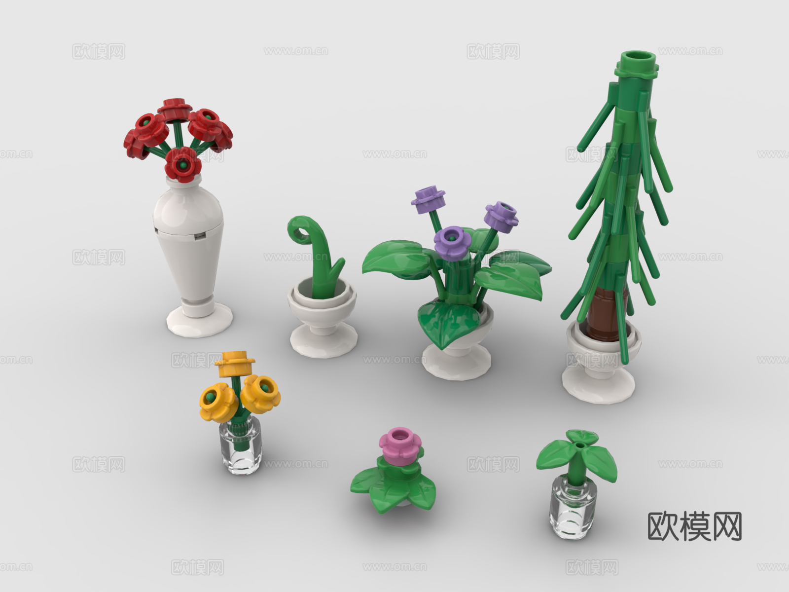 乐高 LEGO 玩具 积木 室内植物 盆栽 盆景3d模型