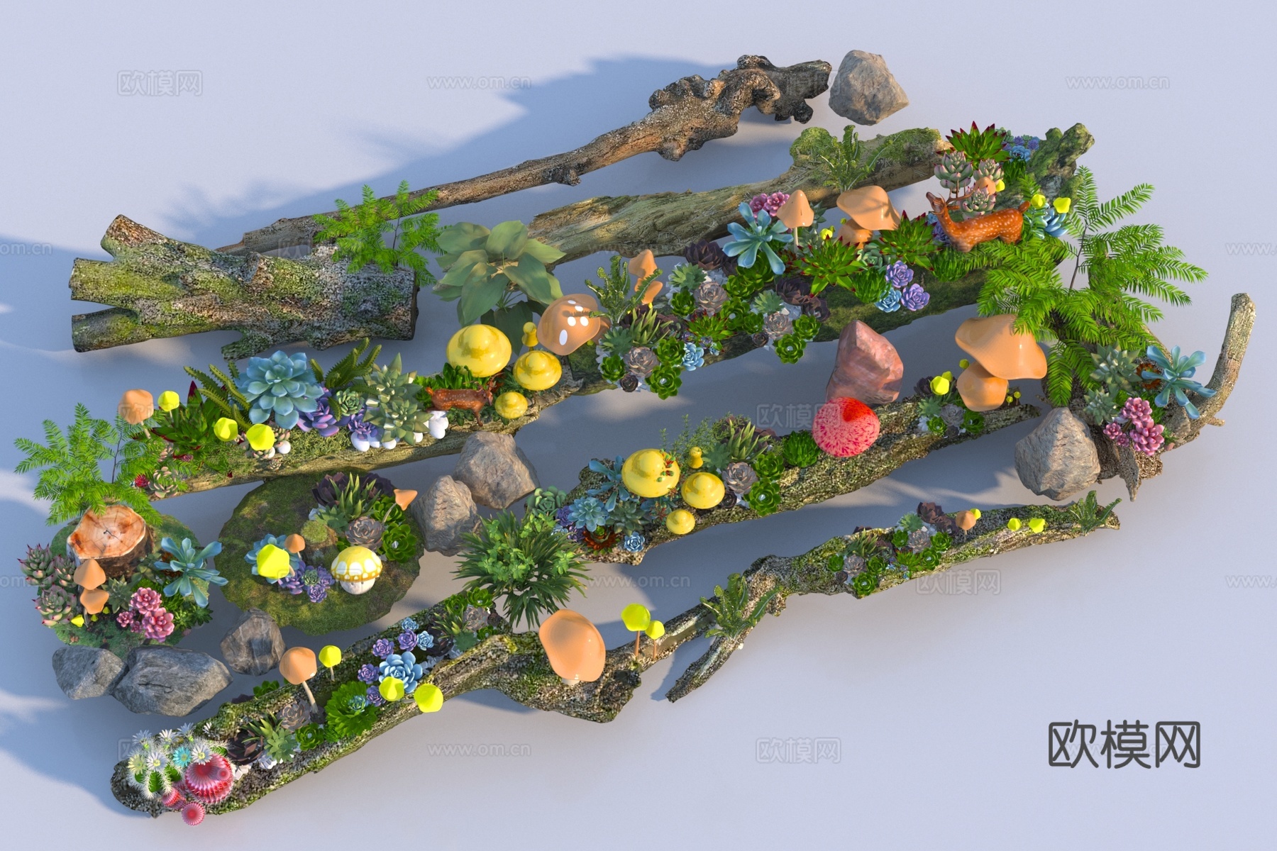 现代多肉植物3d模型