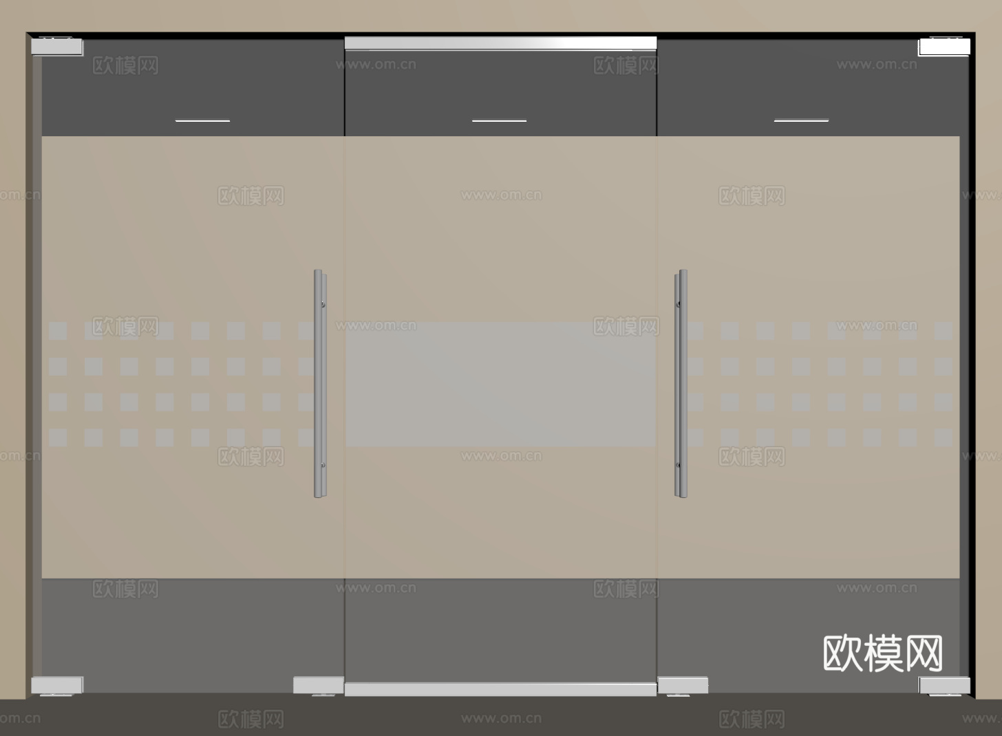 现代办公玻璃门su模型