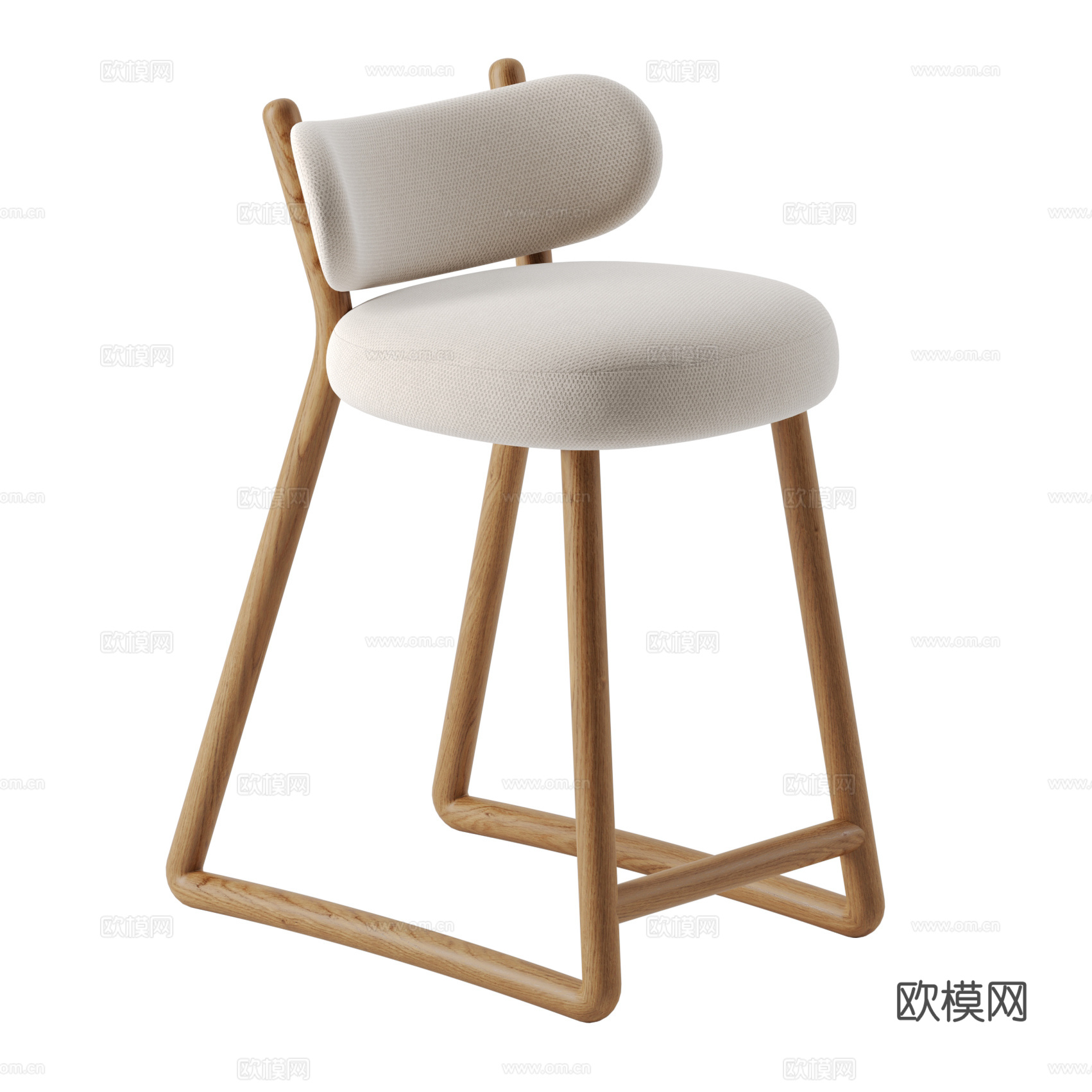 新中式原木吧台椅3d模型