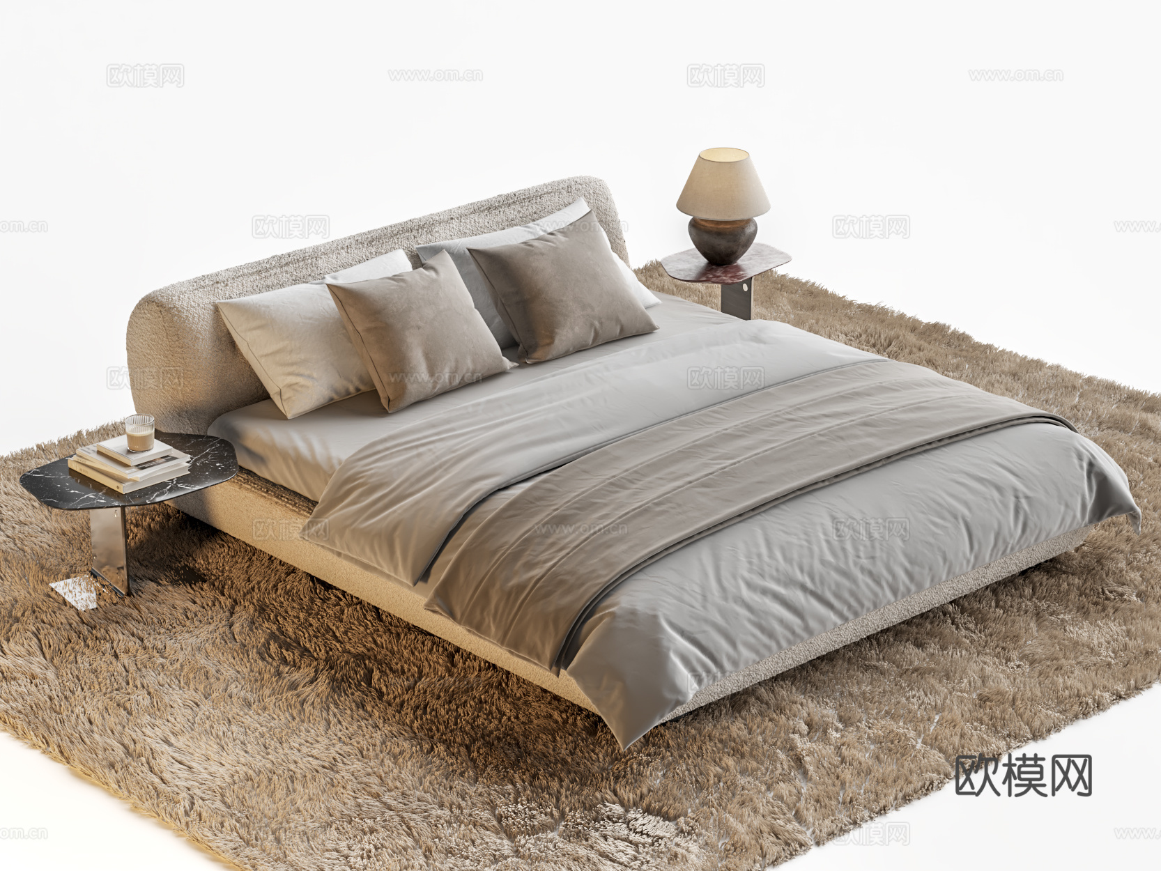 MINOTTI SUPERMOON现代双人床 主卧床 地台床3d模型