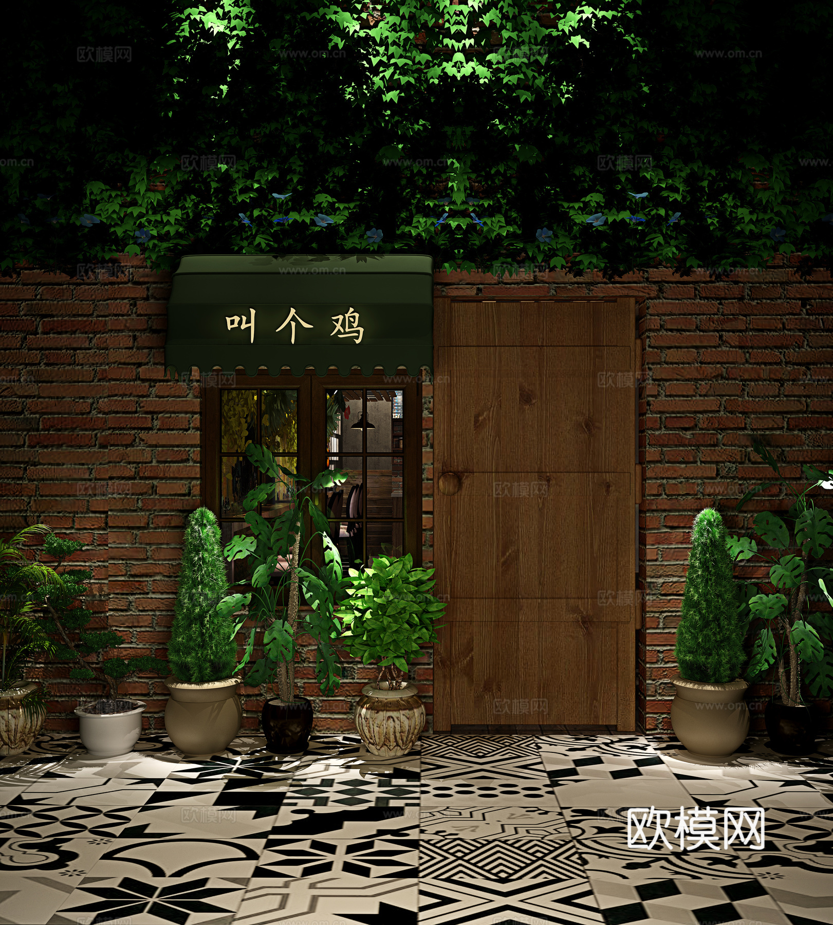 工装门头餐厅3d模型