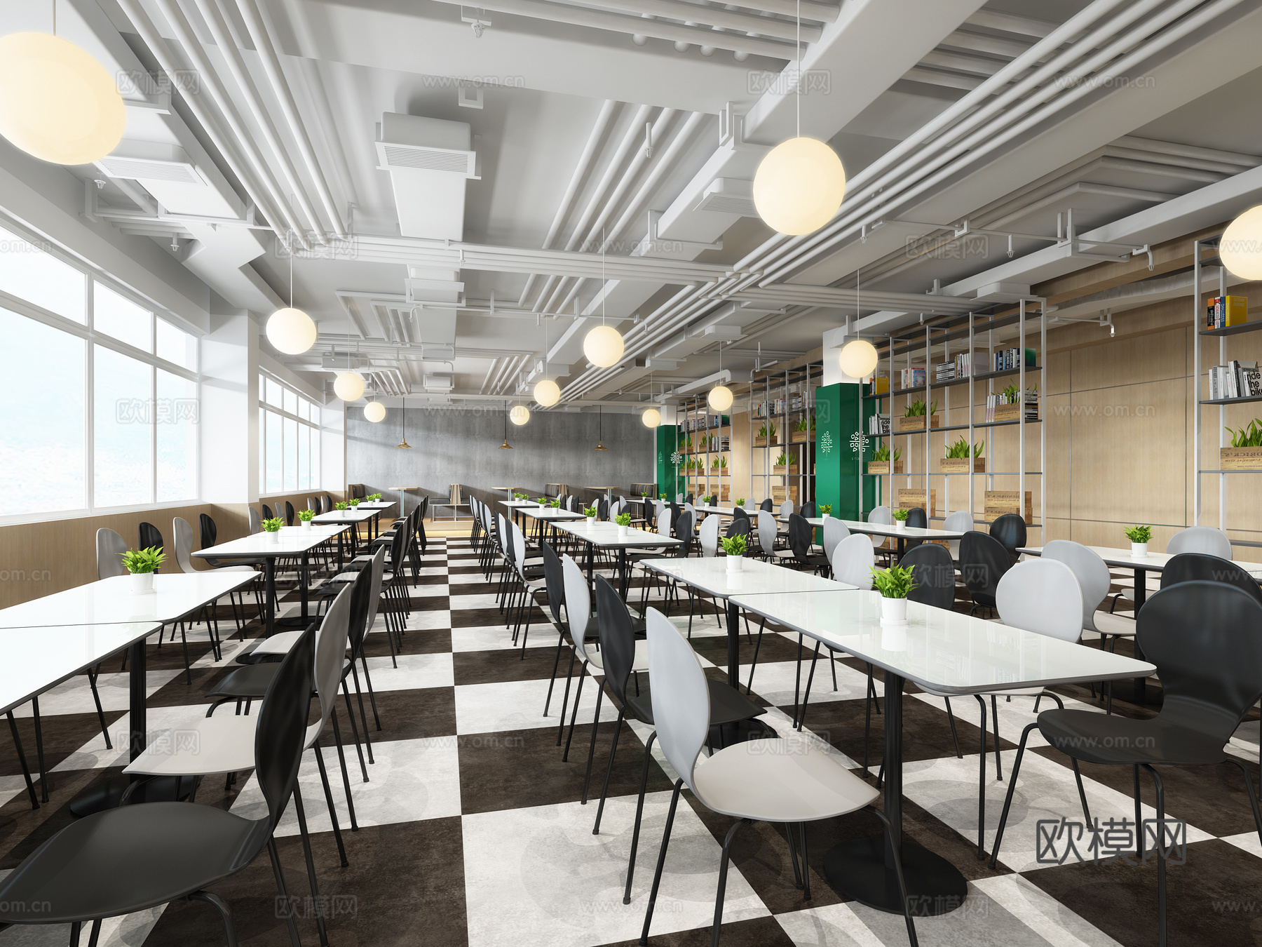 现代 仟吉食堂餐厅3d模型