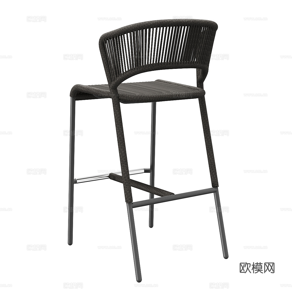 现代意式藤编吧台椅3d模型