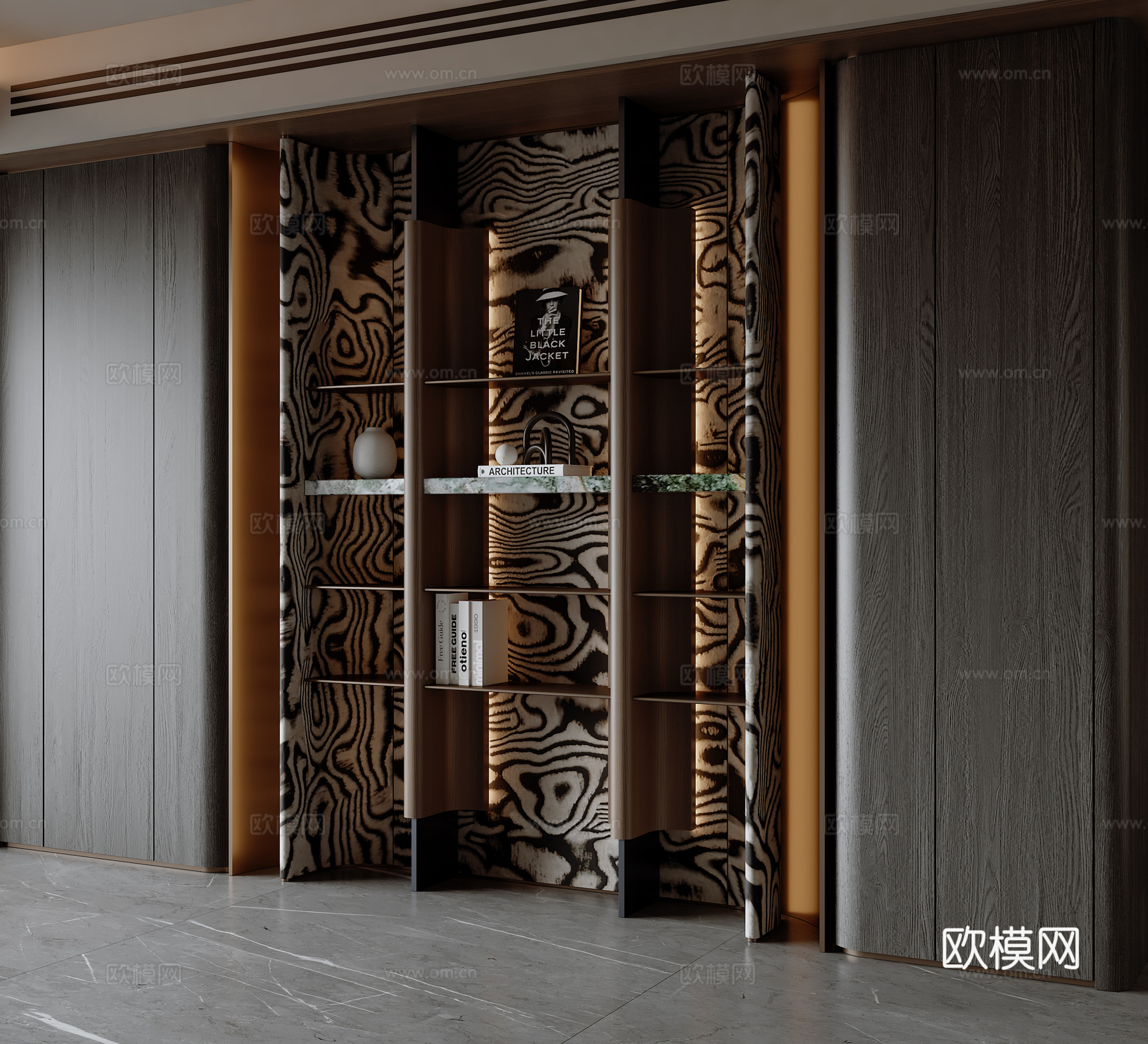 现代意式书柜su模型