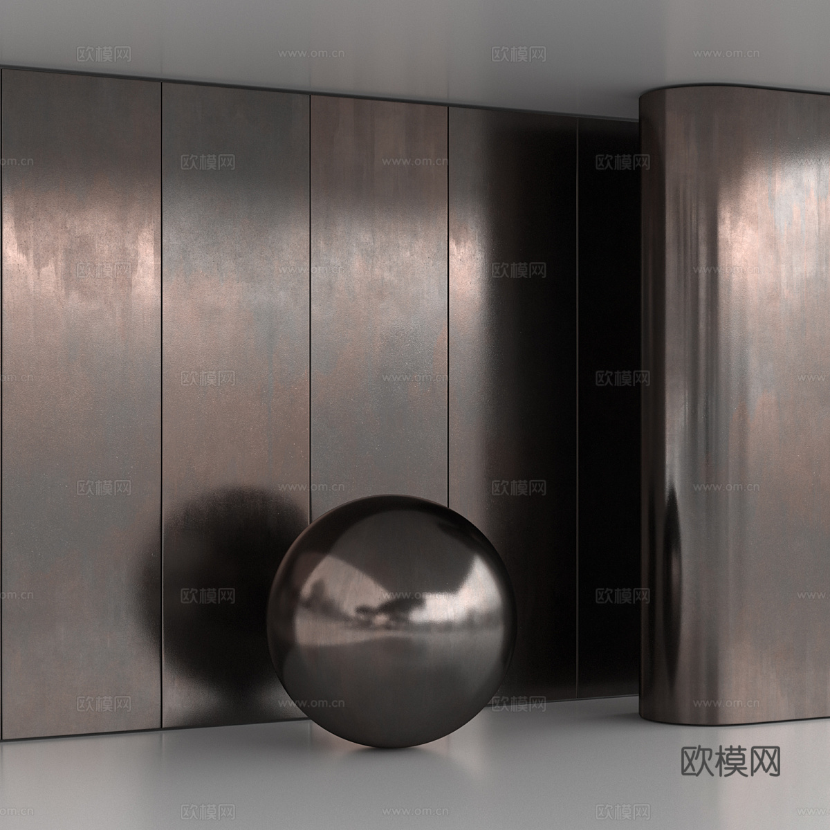 新中式做旧金属材料3d模型