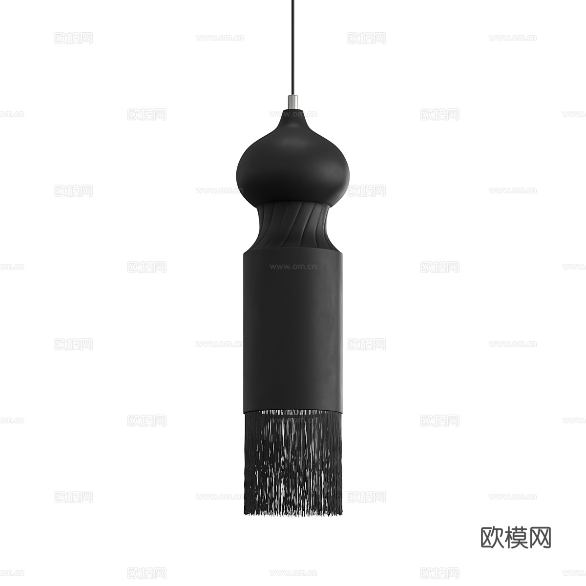 新中式侘寂藤编装饰吊线灯3d模型