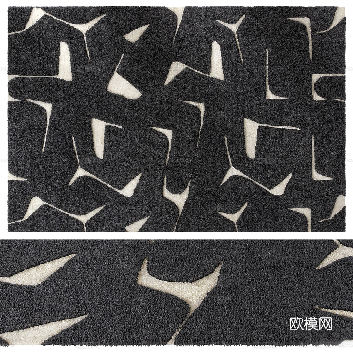 现代侘寂羊毛布艺地毯3d模型
