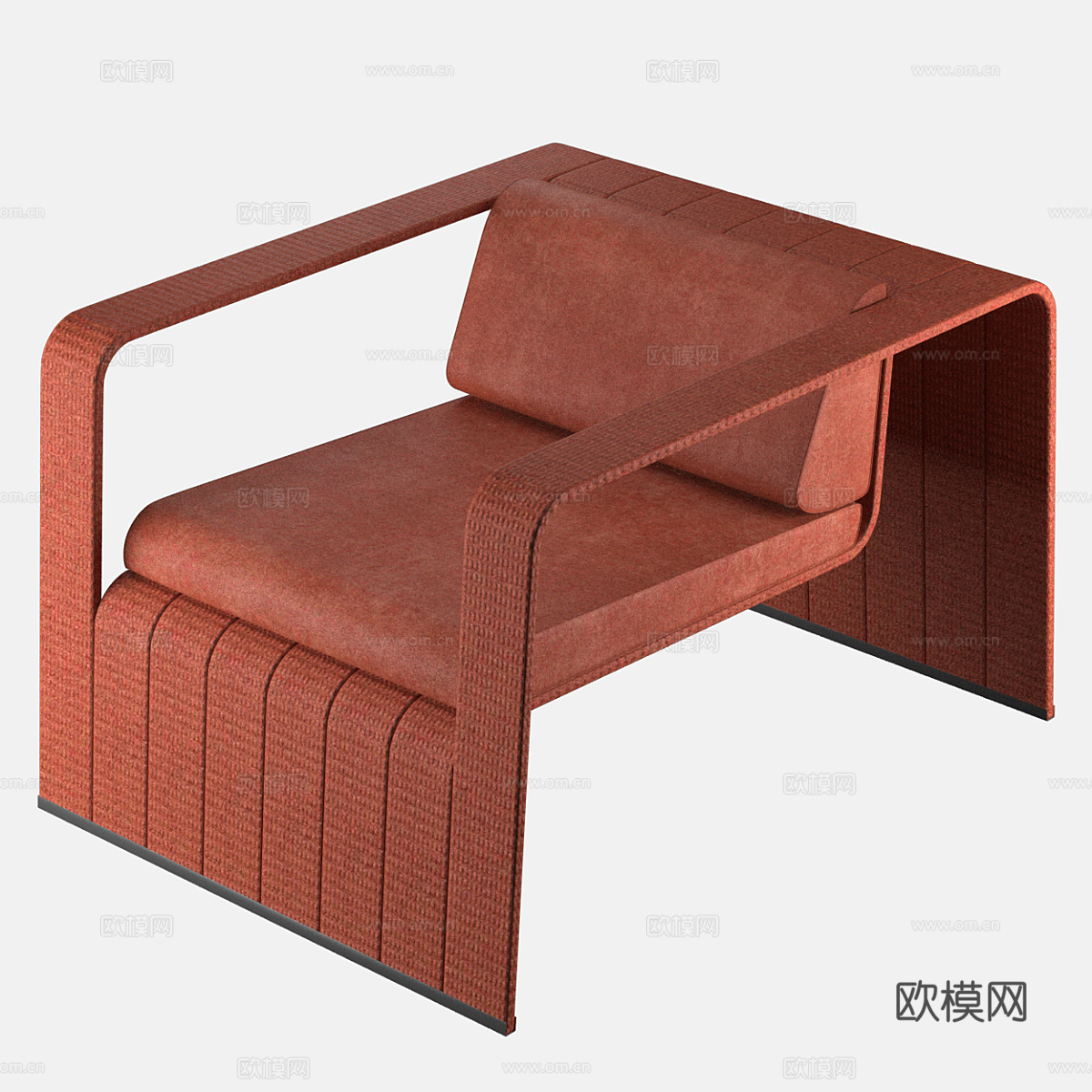 现代意式布艺扶手椅3d模型