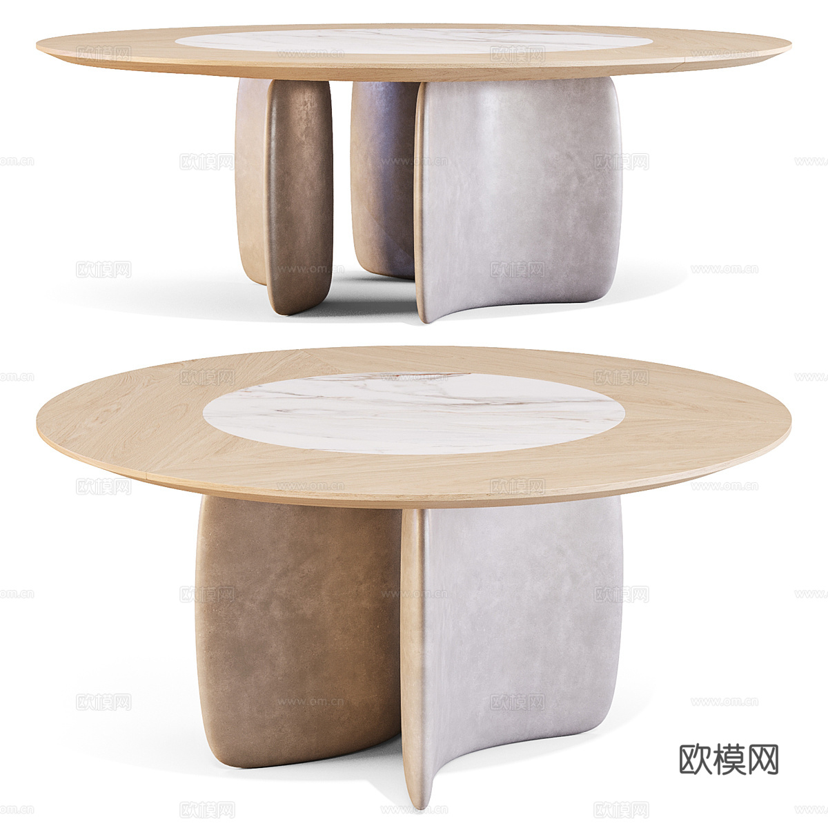 现代意式轻奢圆餐桌3d模型