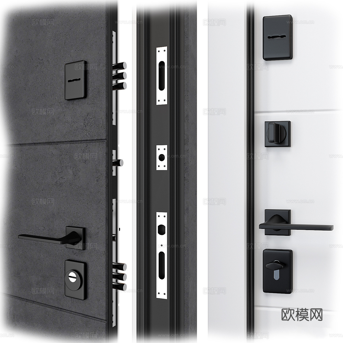 现代意式防盗门 入户门3d模型