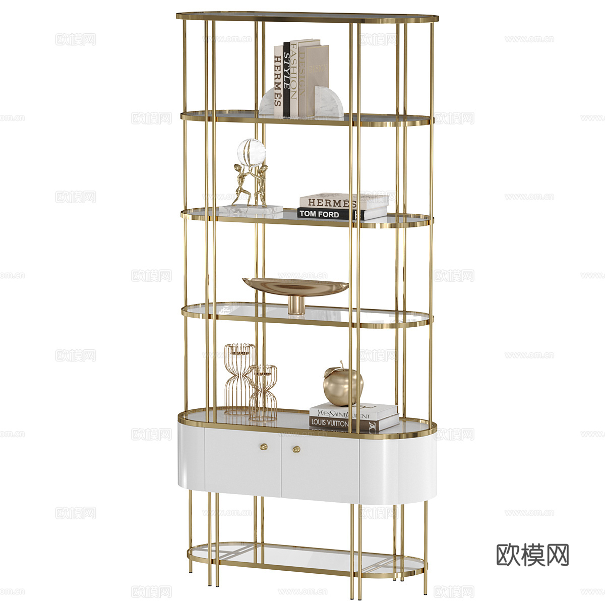 现代轻奢装饰架 书架3d模型