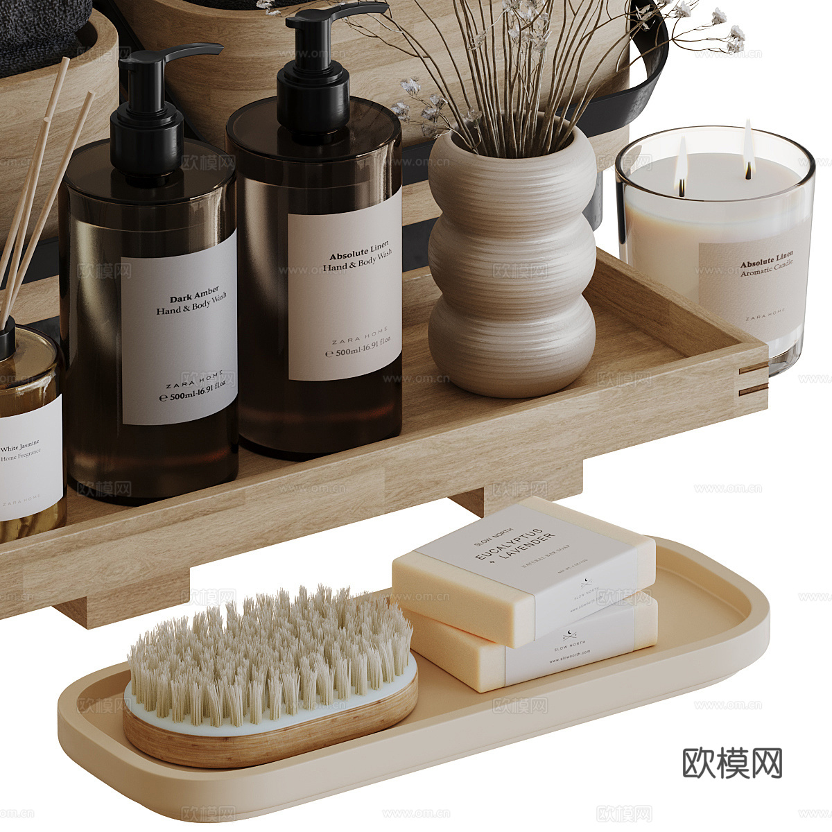 现代意式浴室洗护用品3d模型