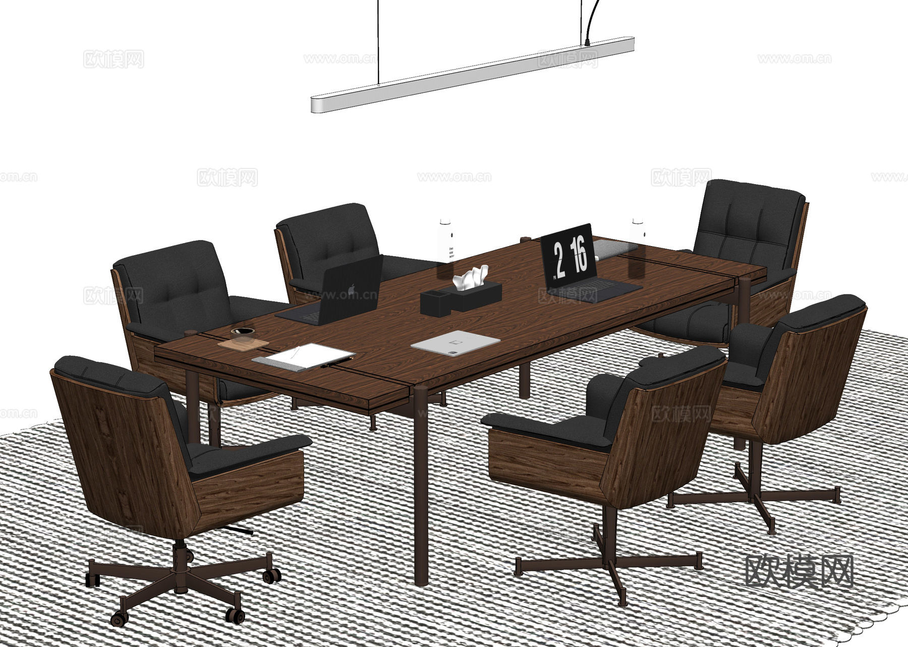 Minotti Daiki 会议桌椅组合 洽谈桌椅 办公椅su模型