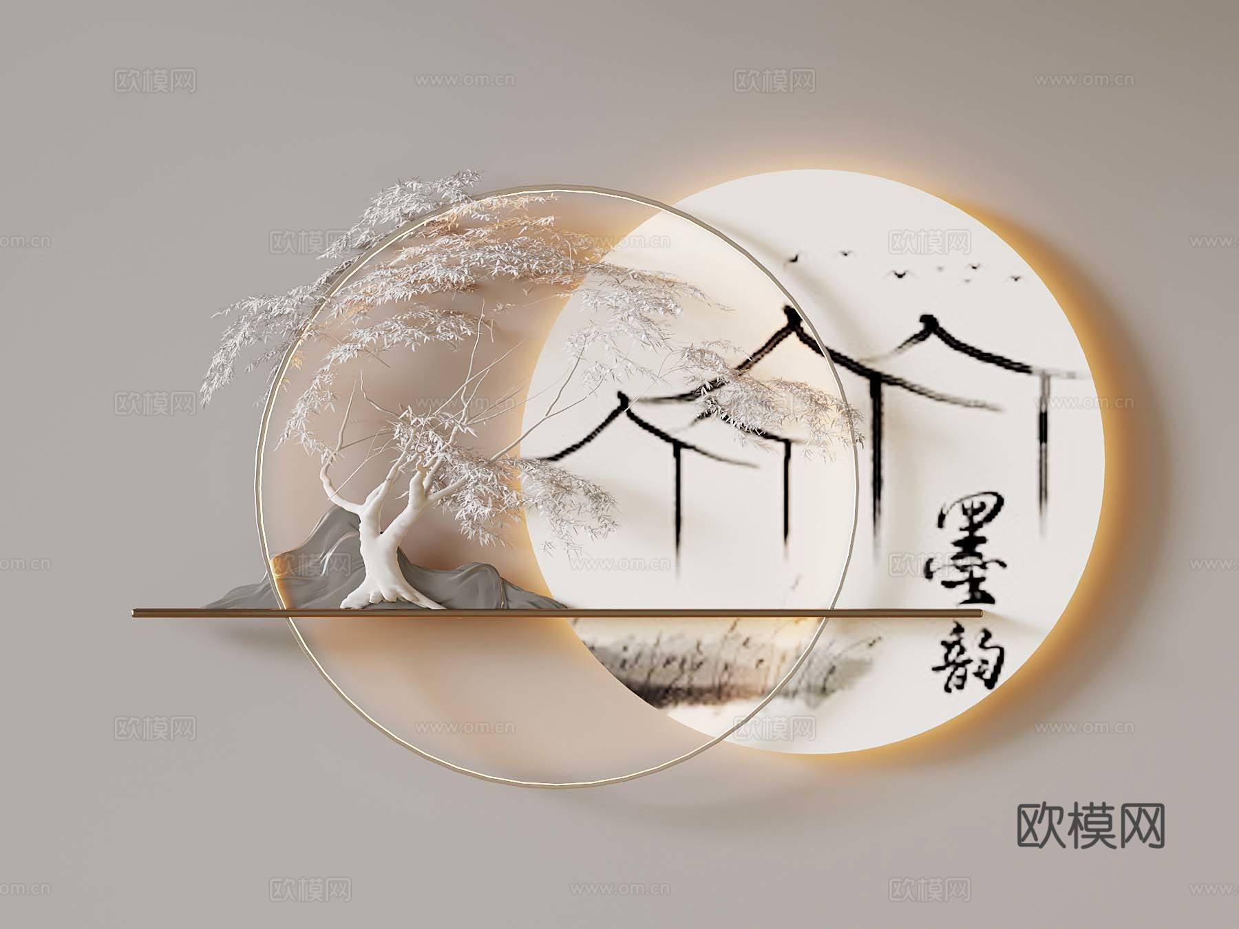 新中式墙饰3d模型