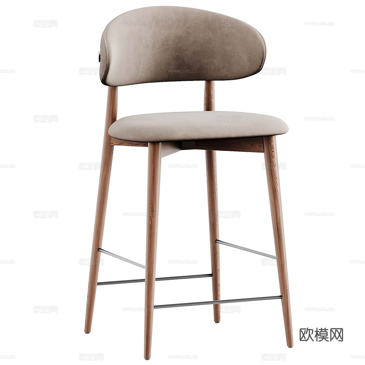 新中式木质吧台椅3d模型