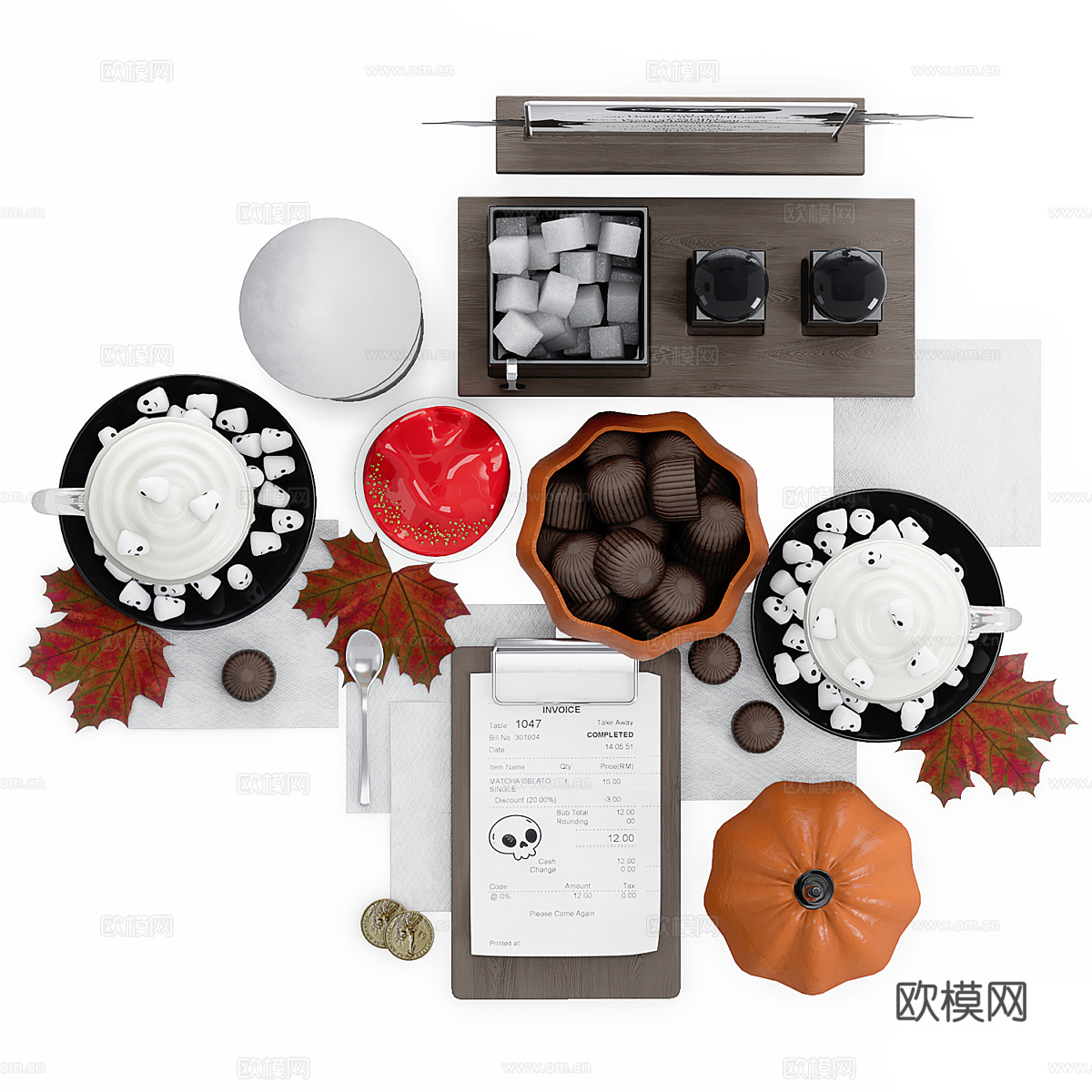 美式万圣节酒水食品3d模型