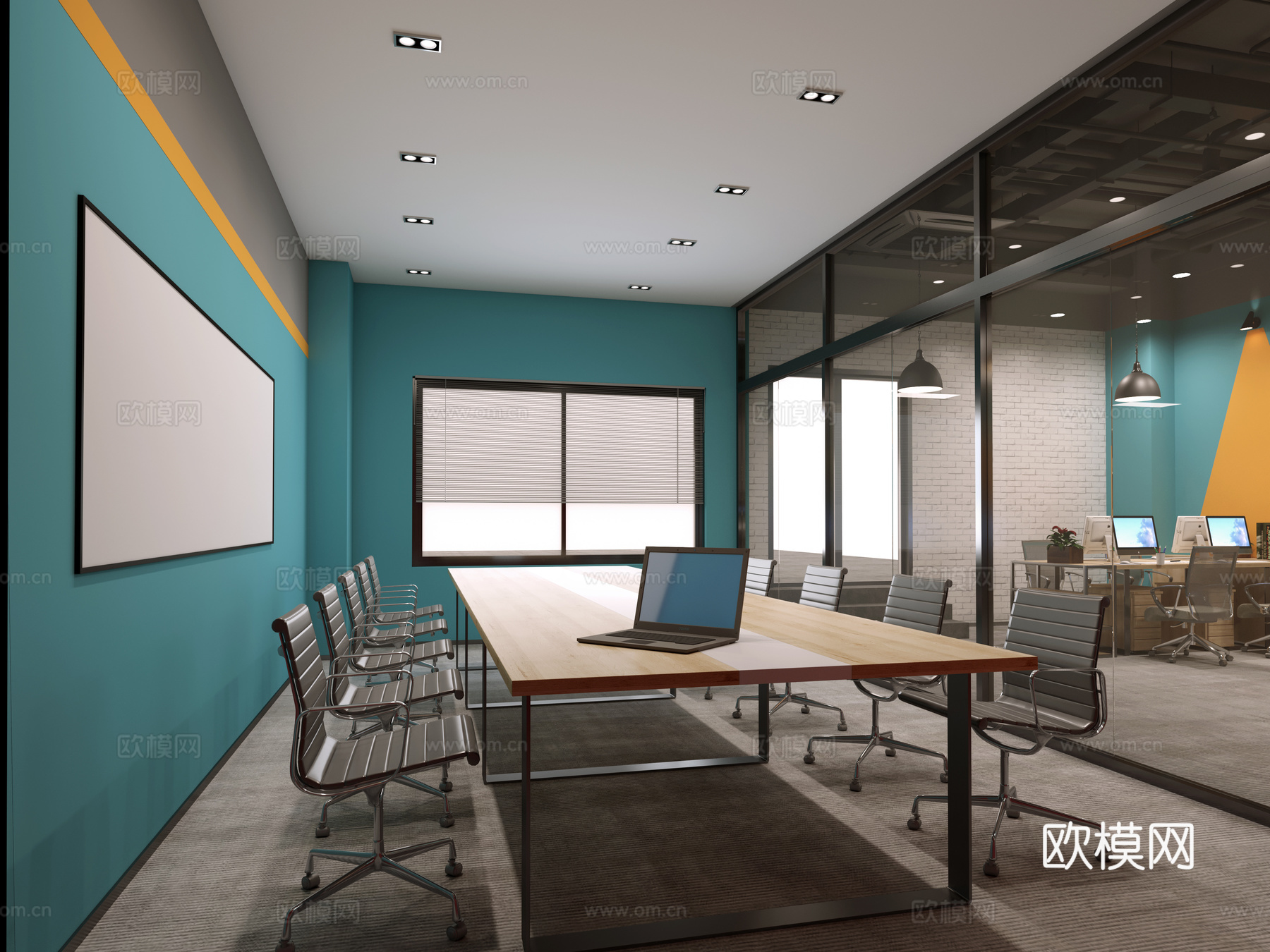 现代简约办公空间3d模型