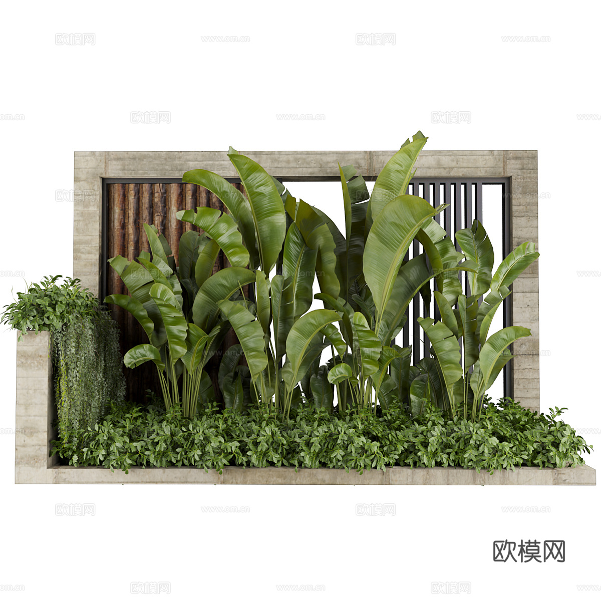 现代绿植植物堆3d模型