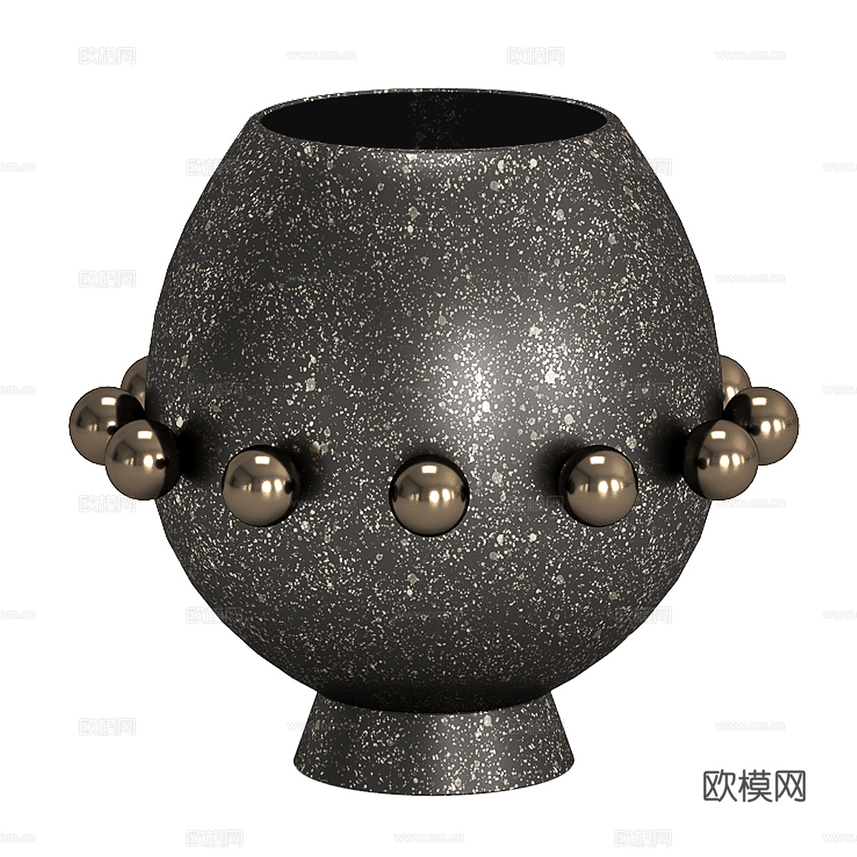 新中式侘寂陶罐 花瓶 青铜花瓶3d模型