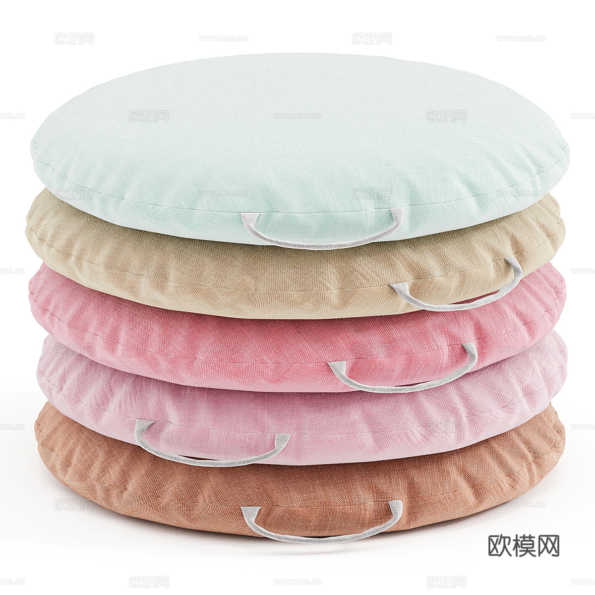 现代奶油风圆形布艺座垫 抱枕3d模型