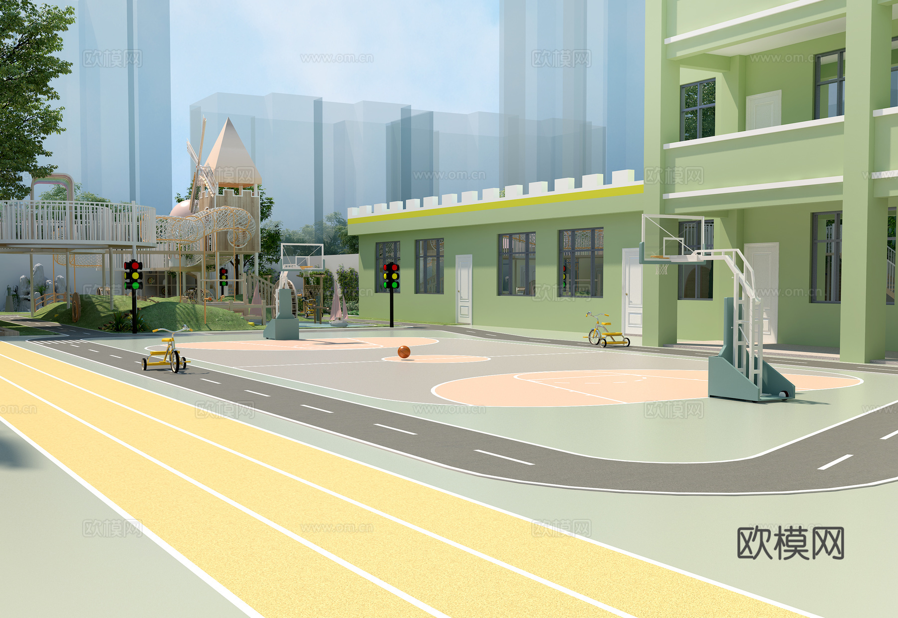 儿童乐园   种菜体验区  菜地  学校幼儿园  篮球场3d模型