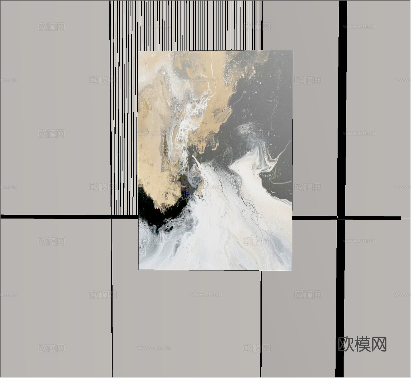 现代简约装饰挂画 意式极简装饰挂画 抽象艺术装饰画su模型