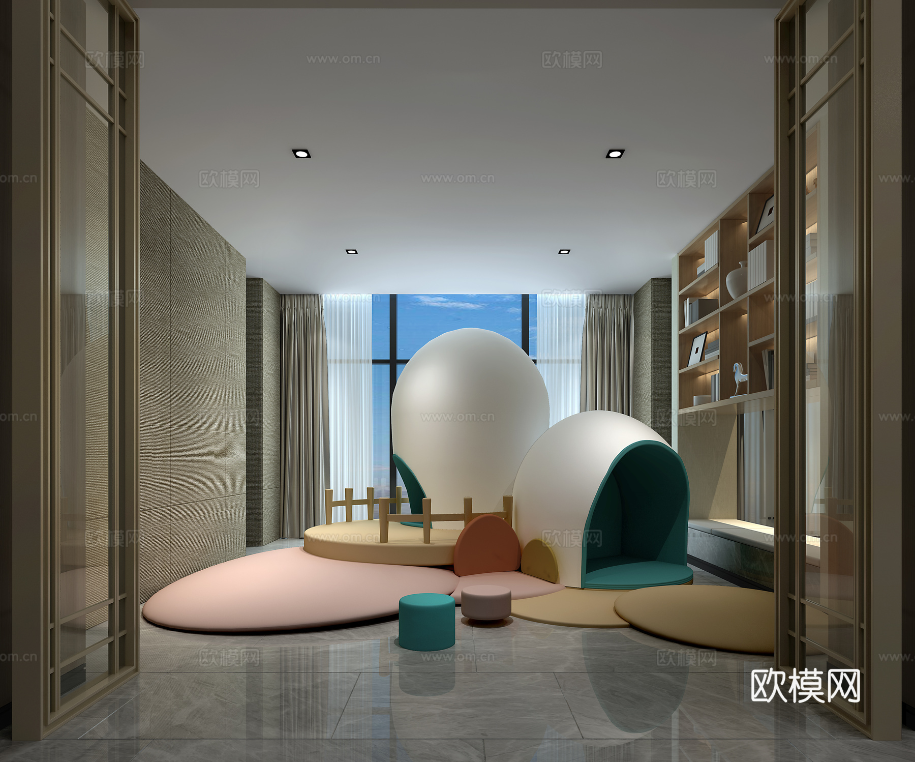 现代儿童游戏区 游戏设施 售楼处游戏区 玩具 屏风3d模型