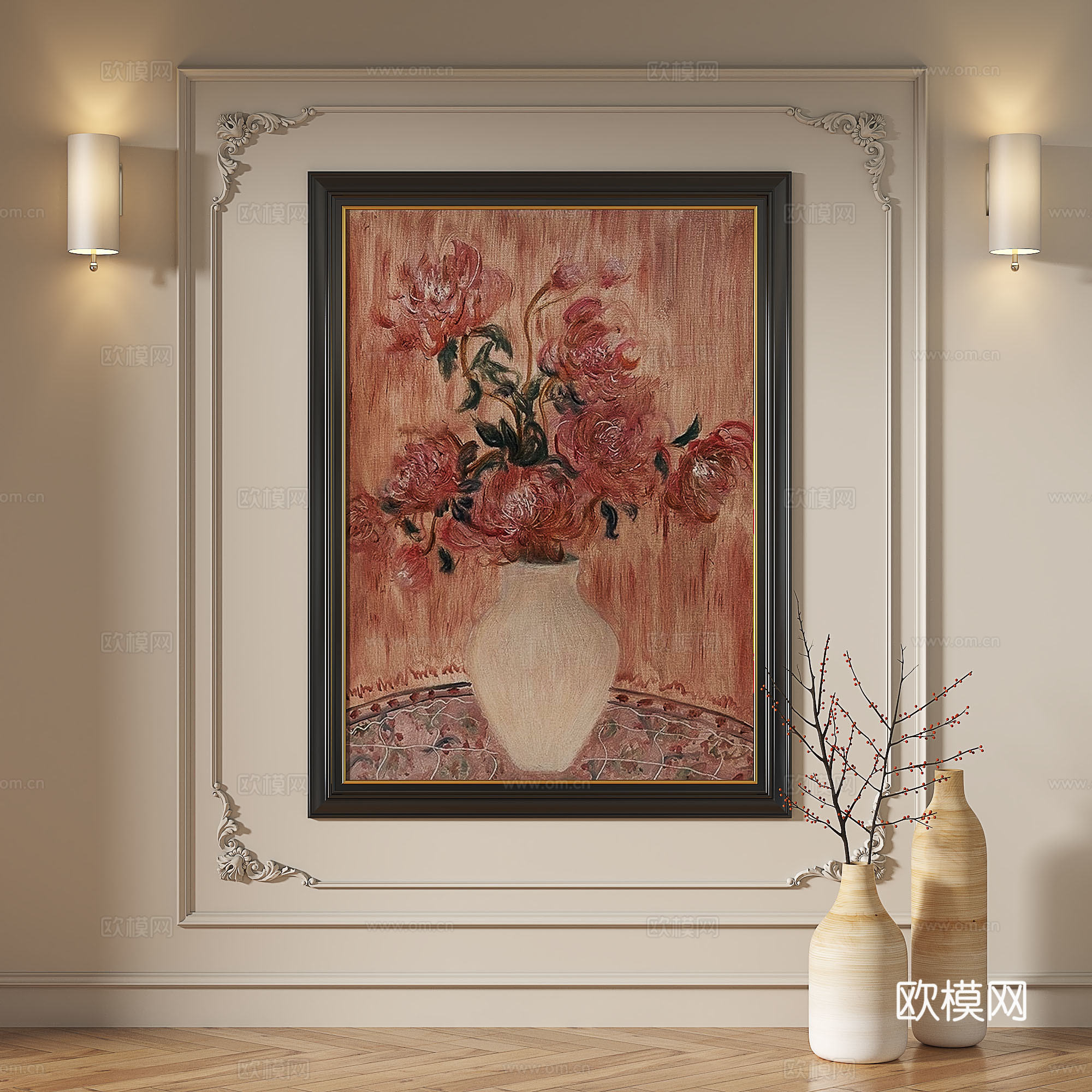 法式，现代，复古，中古，轻奢，欧式，古典，简约，抽象，装饰画3d模型