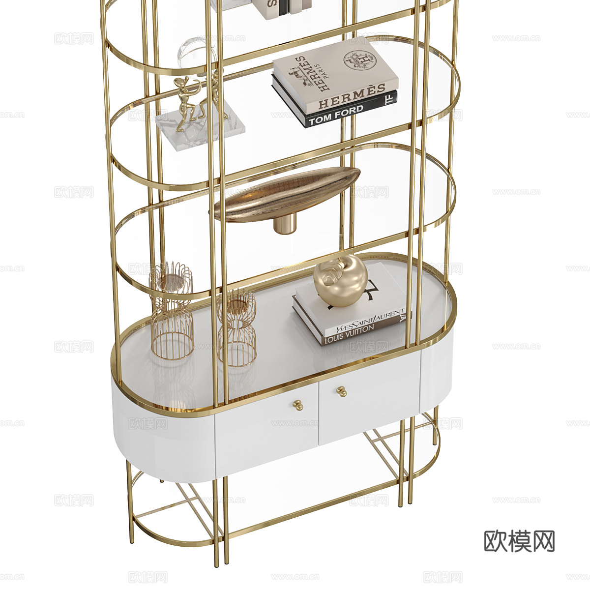 现代轻奢装饰架 书架3d模型