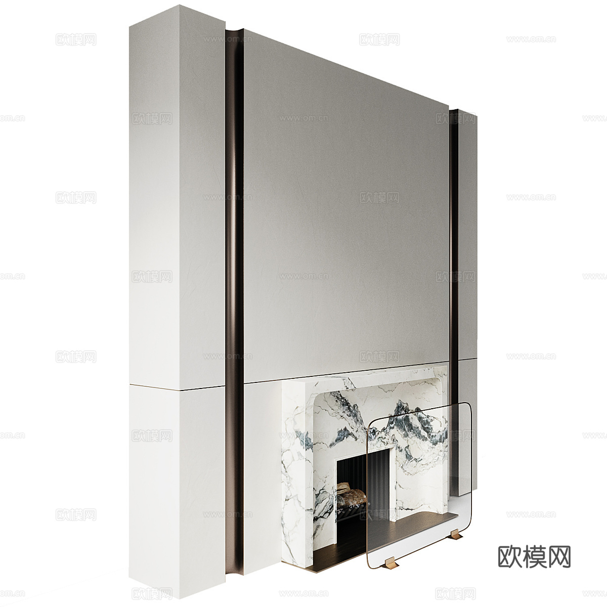 现代意式轻奢壁炉3d模型