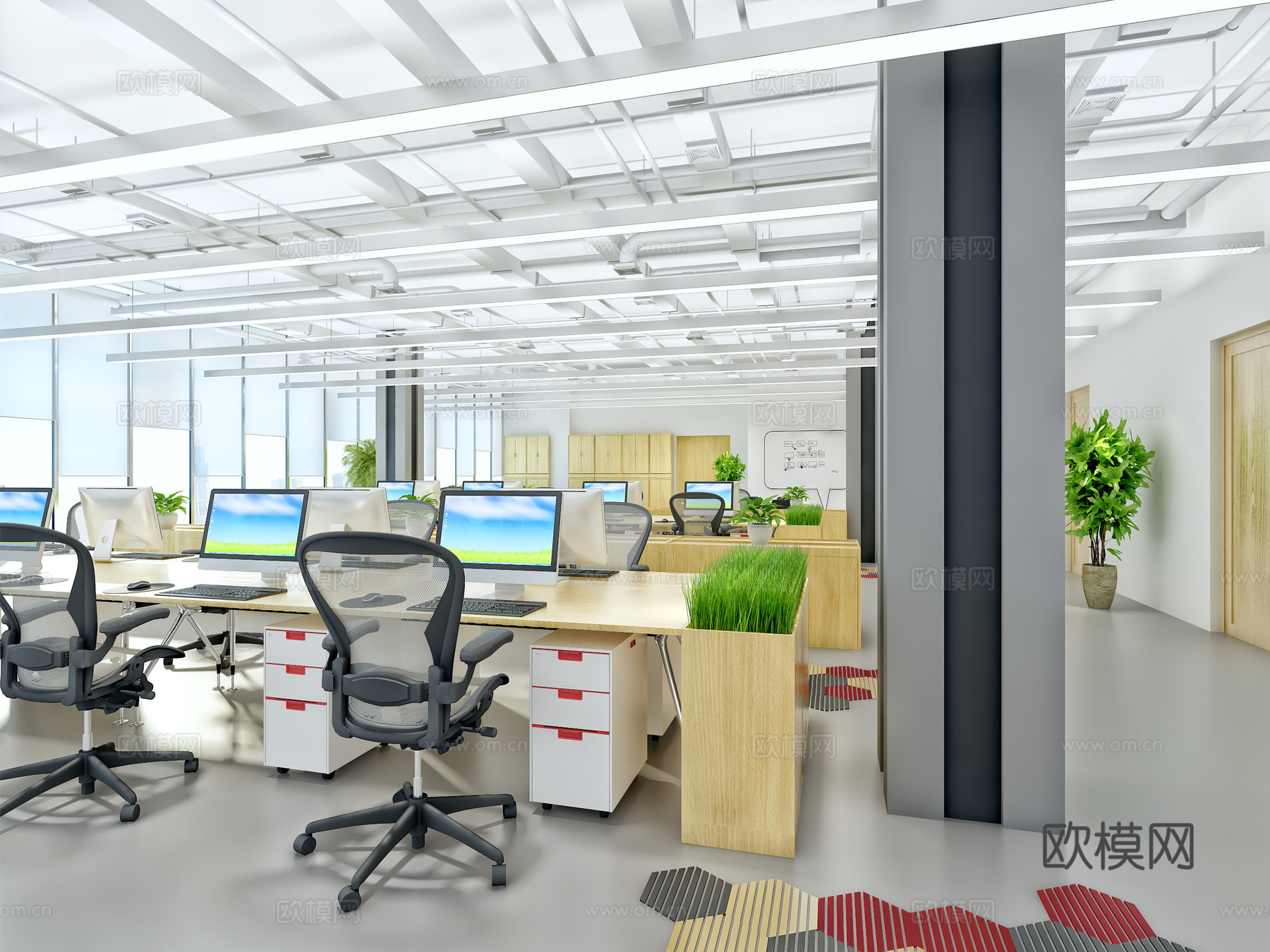 现代办公室 会议室 休息区3d模型