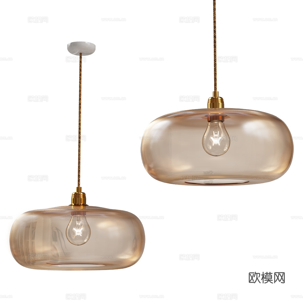 现代轻奢球形玻璃装饰小吊灯3d模型