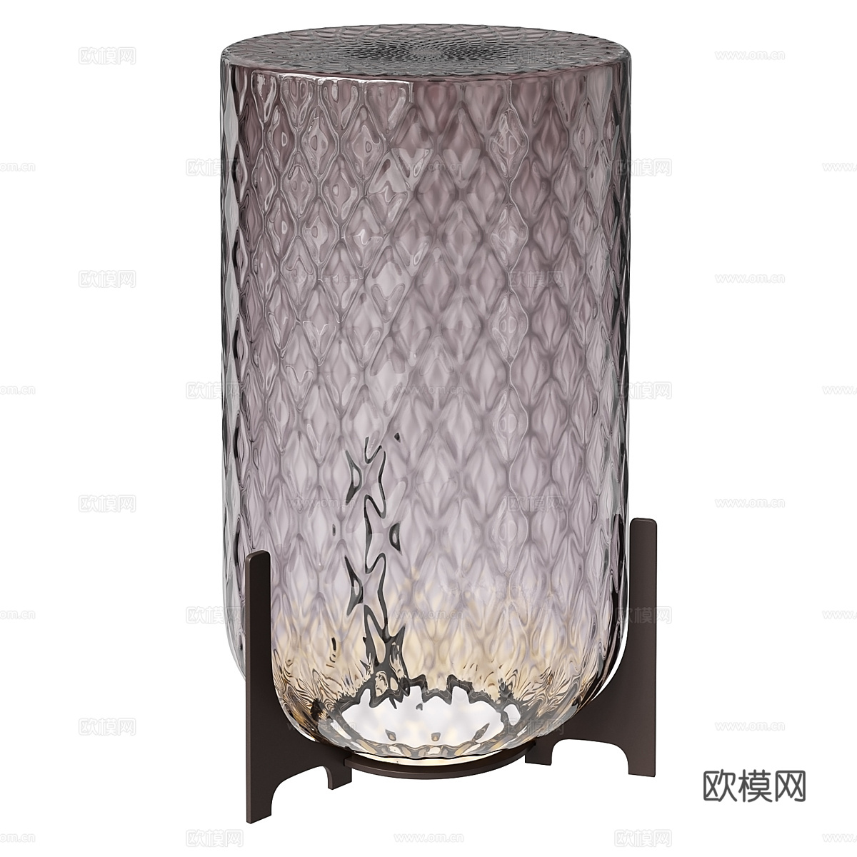 现代意式轻奢玻璃圆边几3d模型