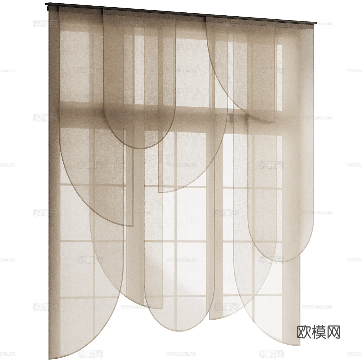 新中式布艺卷帘 罗马帘3d模型