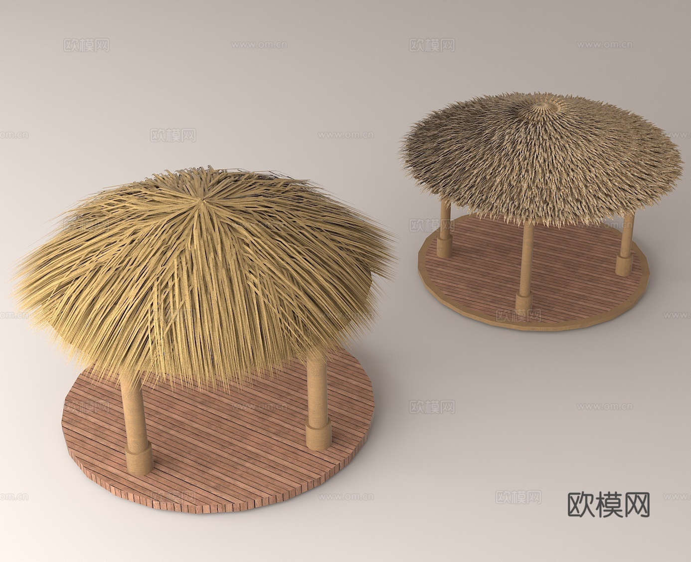 户外休闲设施 茅草凉亭 海滨风情 热带风格 园林景观3d模型