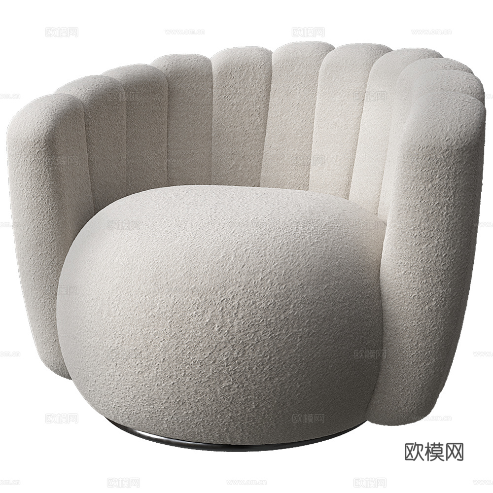 现代奶油风布艺沙发椅3d模型