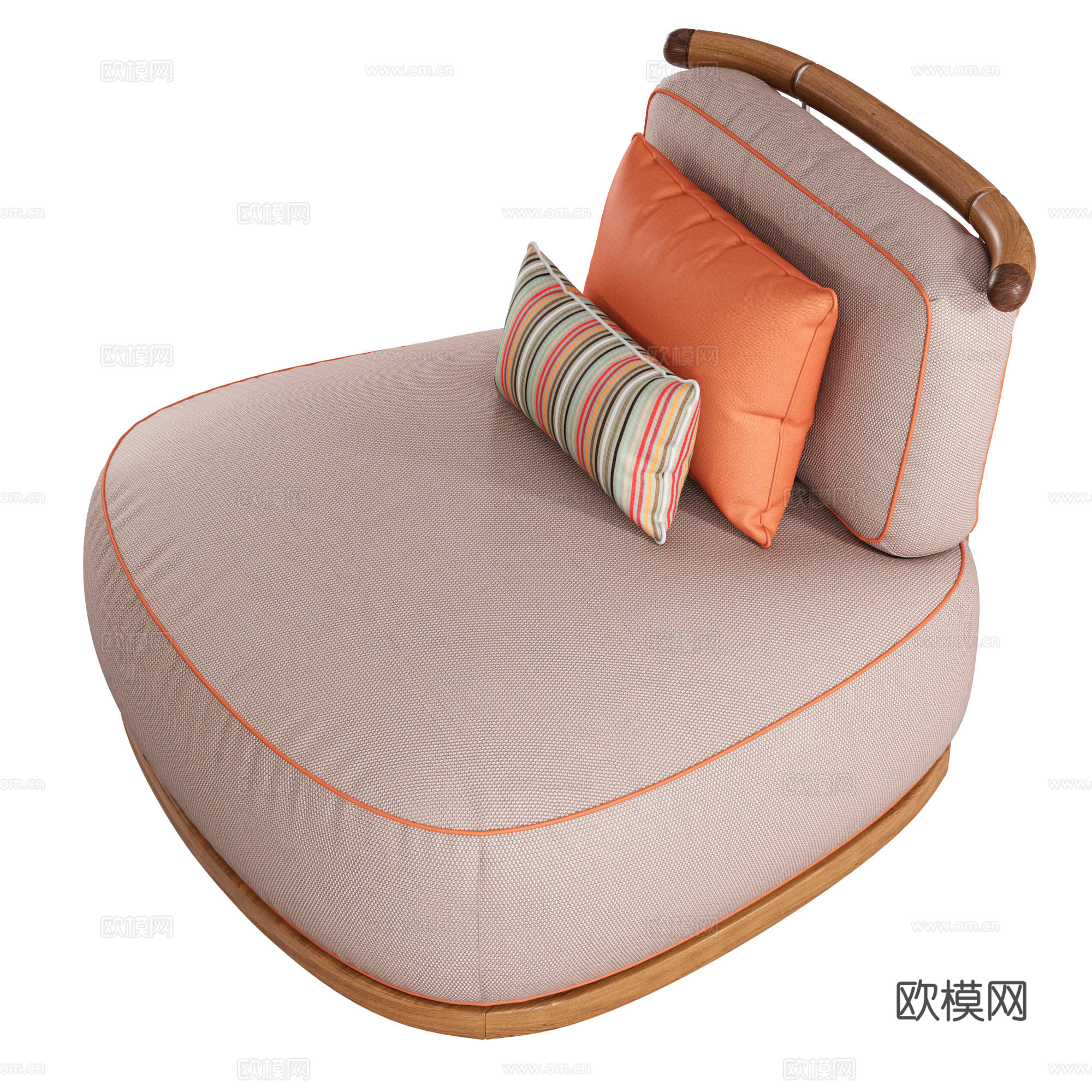 新中式原木风布艺沙发椅3d模型
