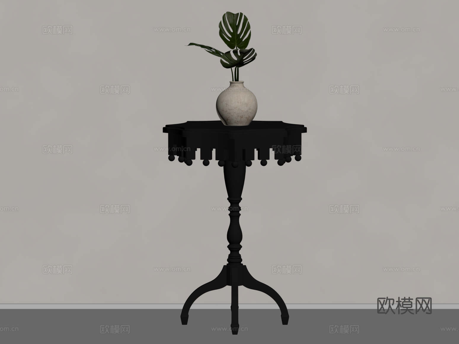 法式边几 绿植su模型