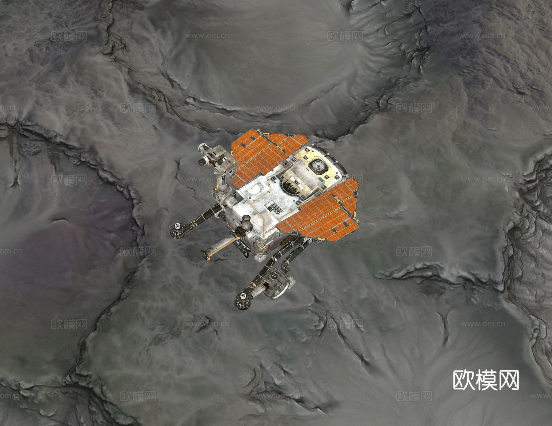 月球探测仪 宇宙星空星球 科幻场景月球表面 探勘车探测车 太su模型