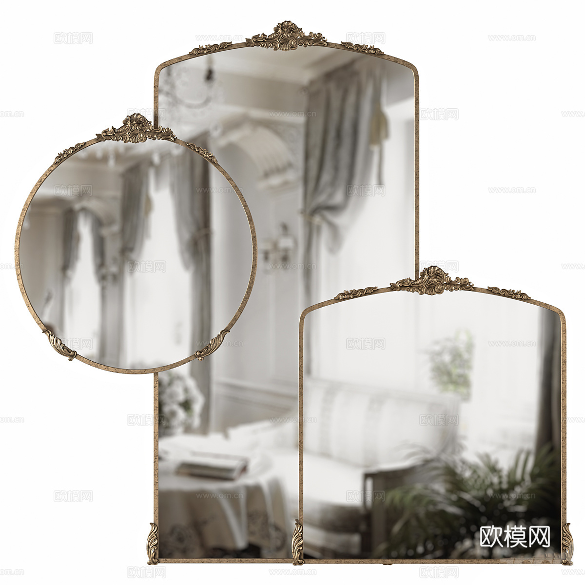 法式轻奢装饰镜子3d模型