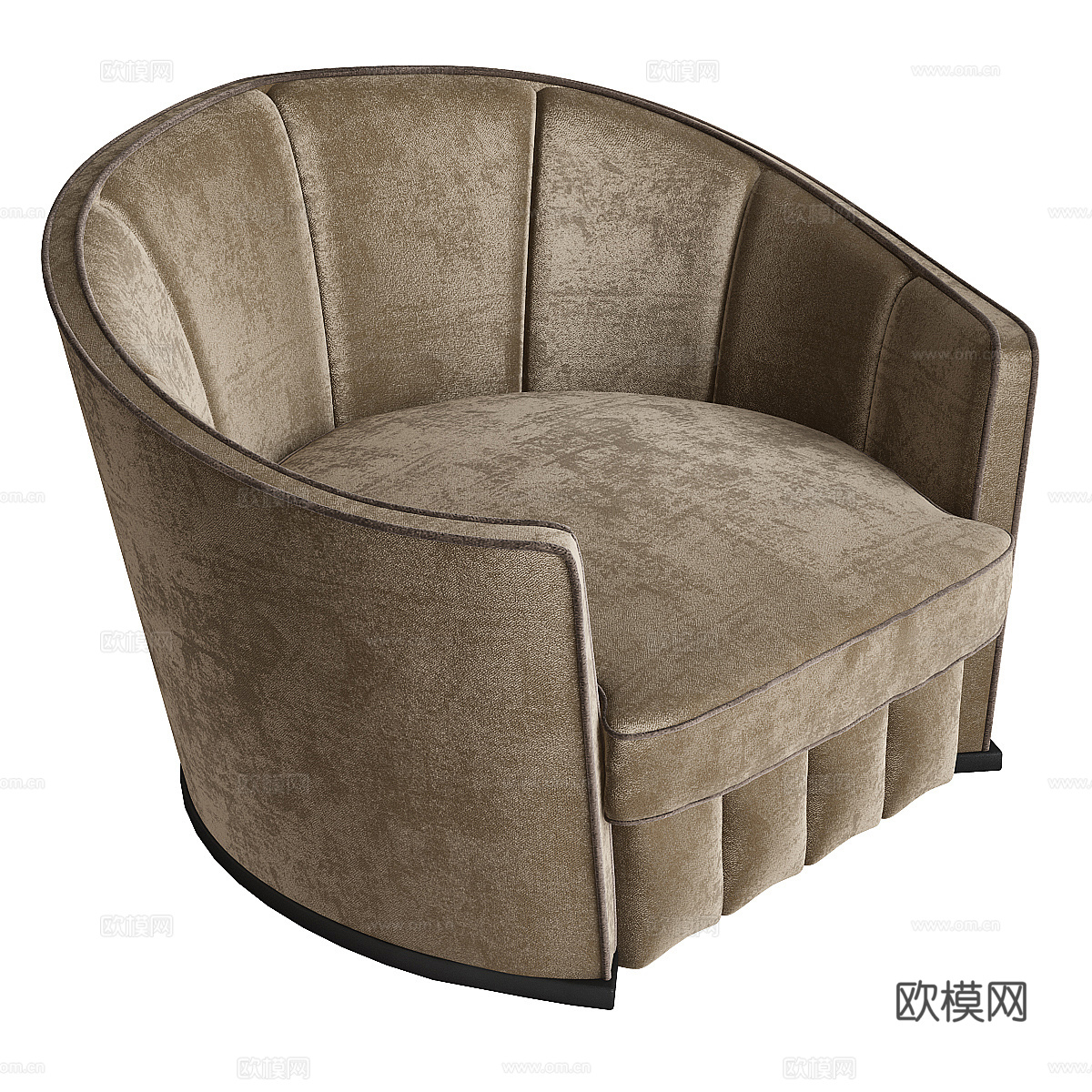 现代意式墙饰布艺休闲沙发3d模型