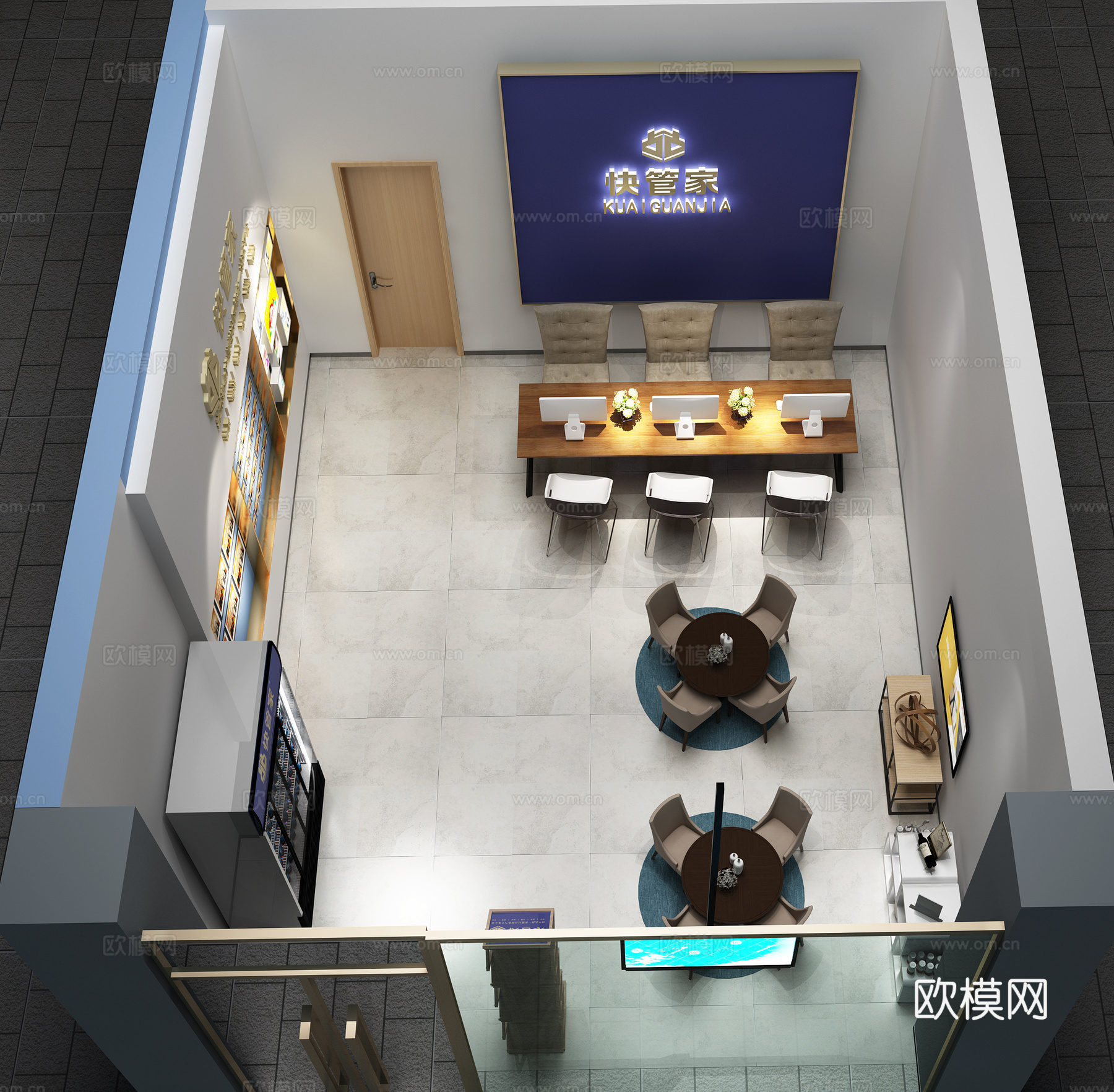 现代公司前台设计3d模型