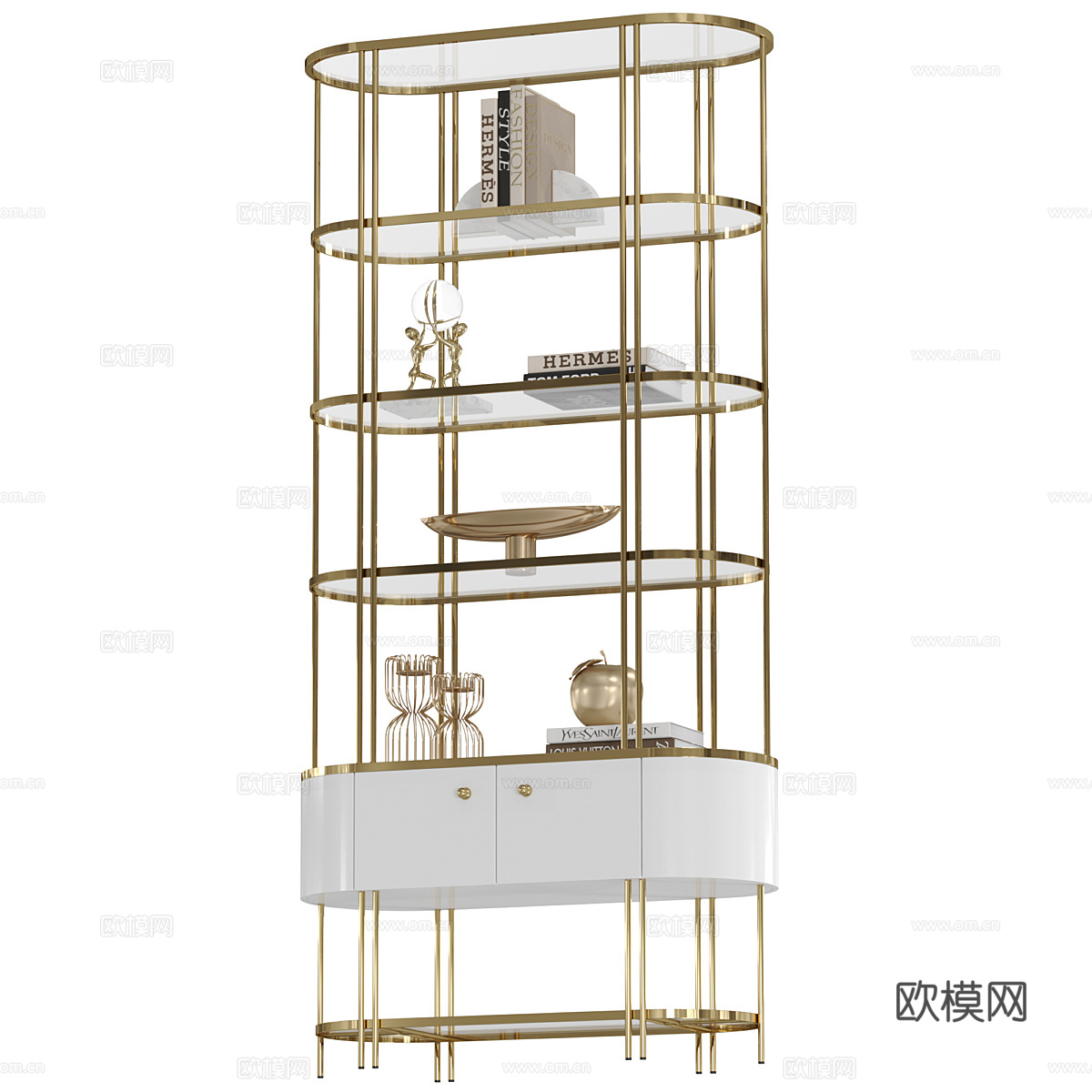 现代轻奢装饰架 书架3d模型