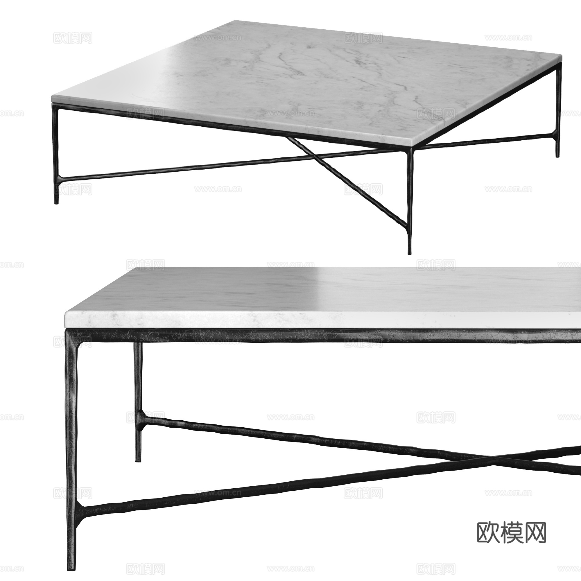 现代意式极简大理石茶几3d模型